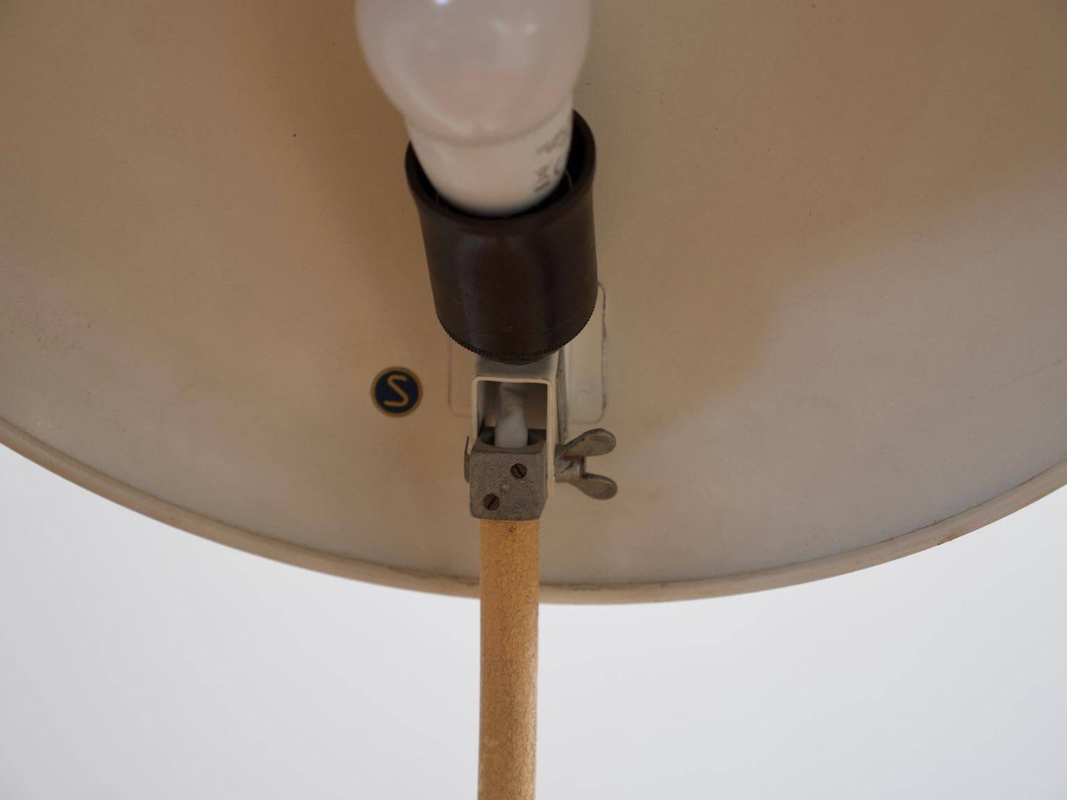 Pair of painted beige metal table lamps, 1930s