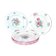 Set of 6 flat plates in Lunéville earthenware - Lamppost model with painted roses