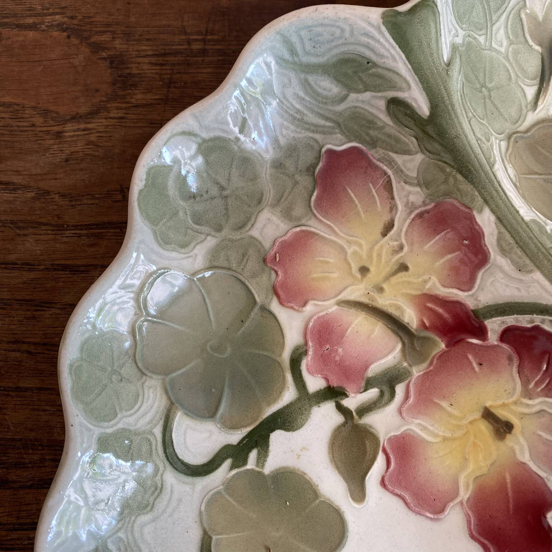Art Nouveau barbotine serving platter