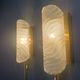 Pair of brass and glass wall lights by Fischer Leuchten, 1960s