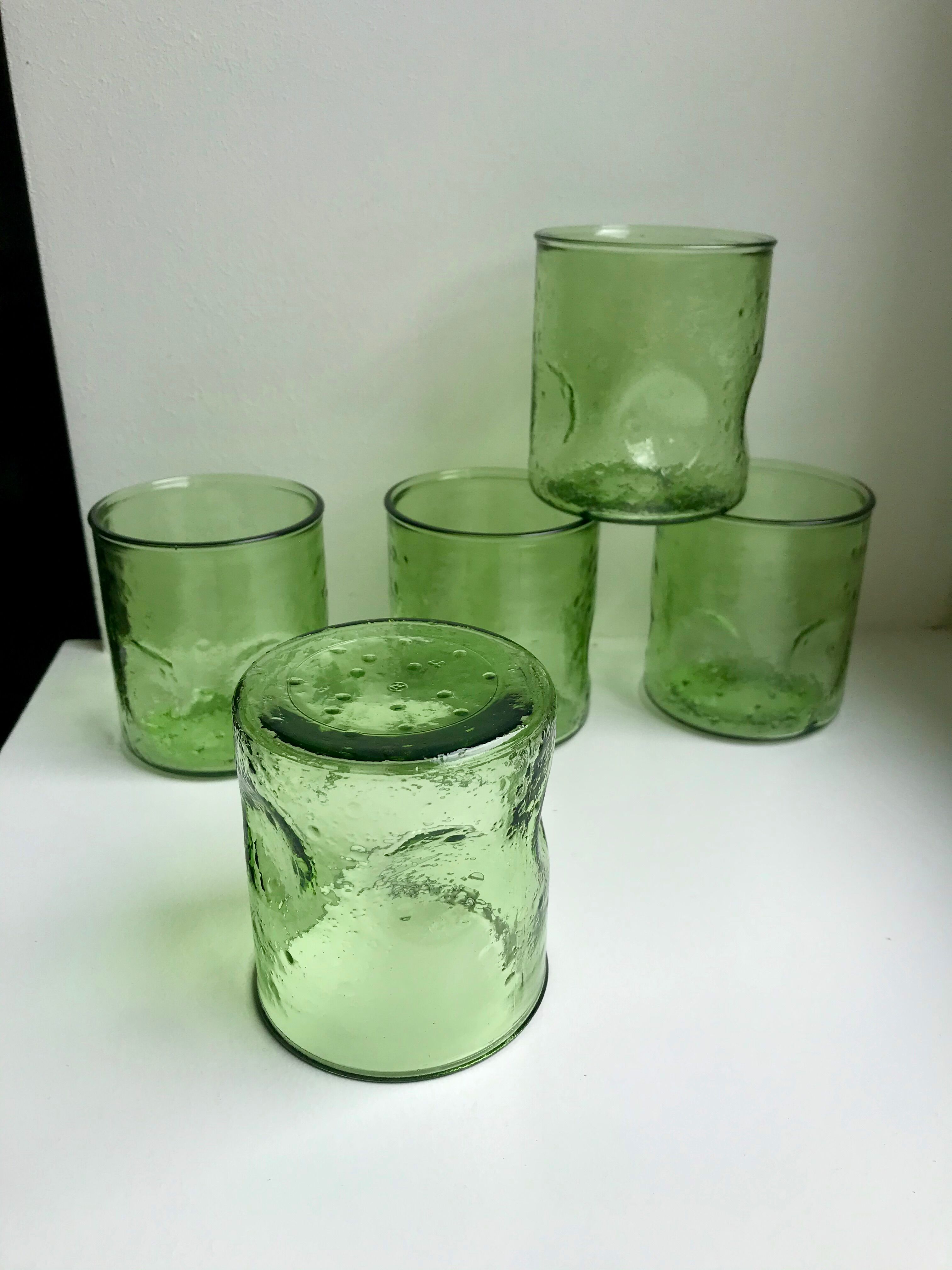 Set of 5 glasses bubbled glass style biot years 60-70