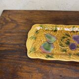 Elongated dish in yellow Digoin Sarreguemines Barbotine