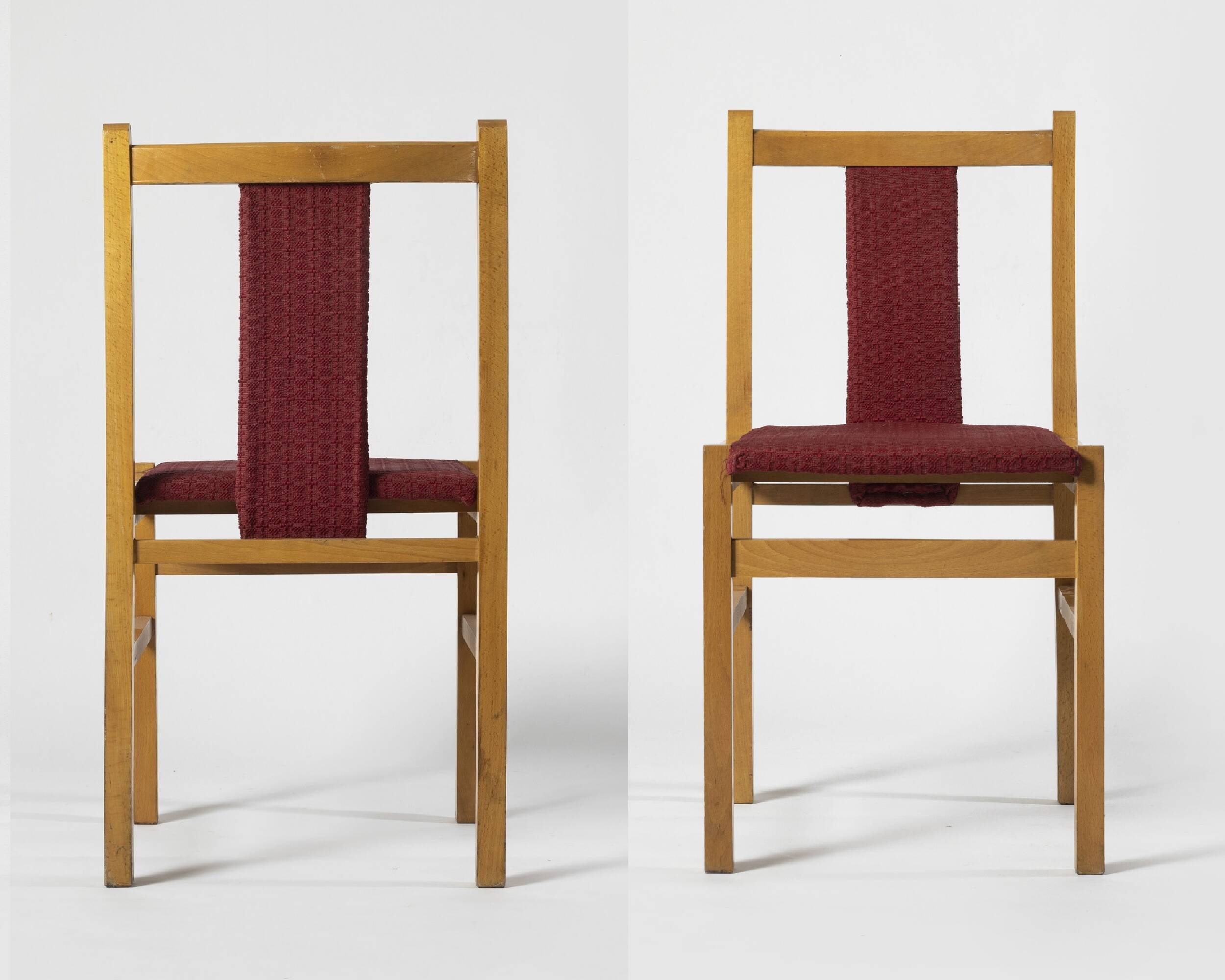 Set of 2 minimalist dining chairs model A-85, Jafameg, Poland, 1960s