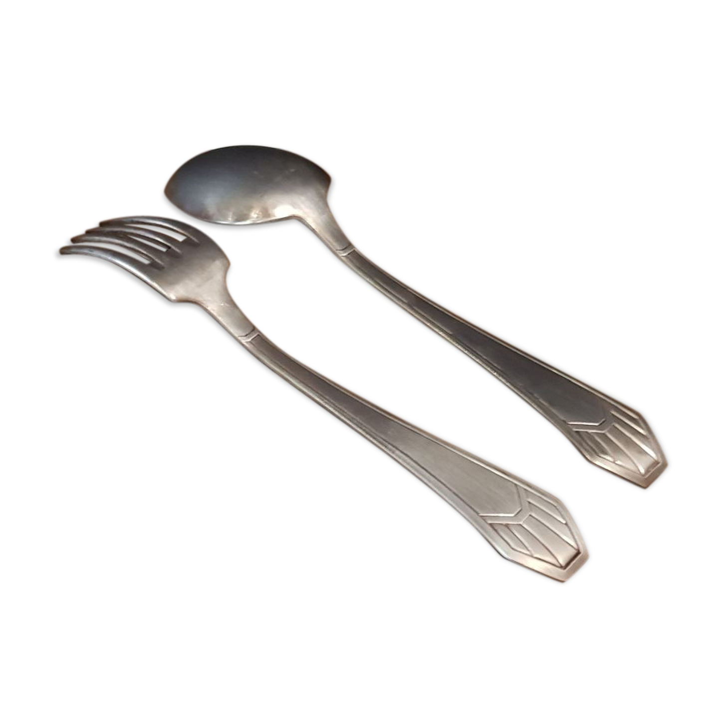 23-piece silver metal art deco cutlery set