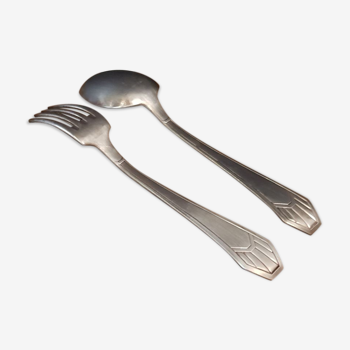 Art Deco silver metal 23-piece cutlery set