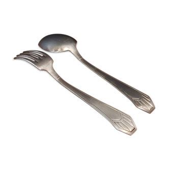 23-piece silver metal art deco cutlery set