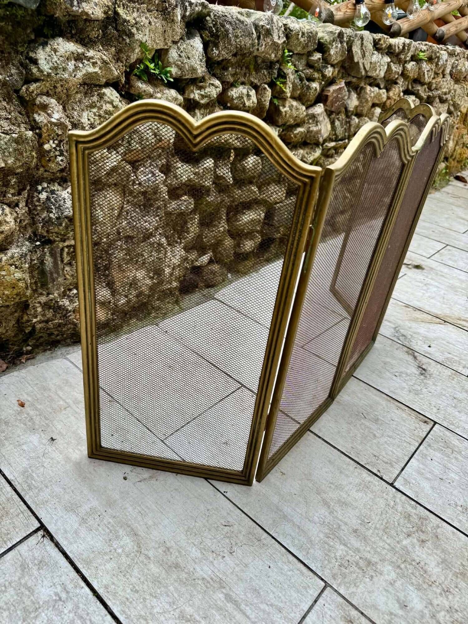 Vintage brass fireplace screen