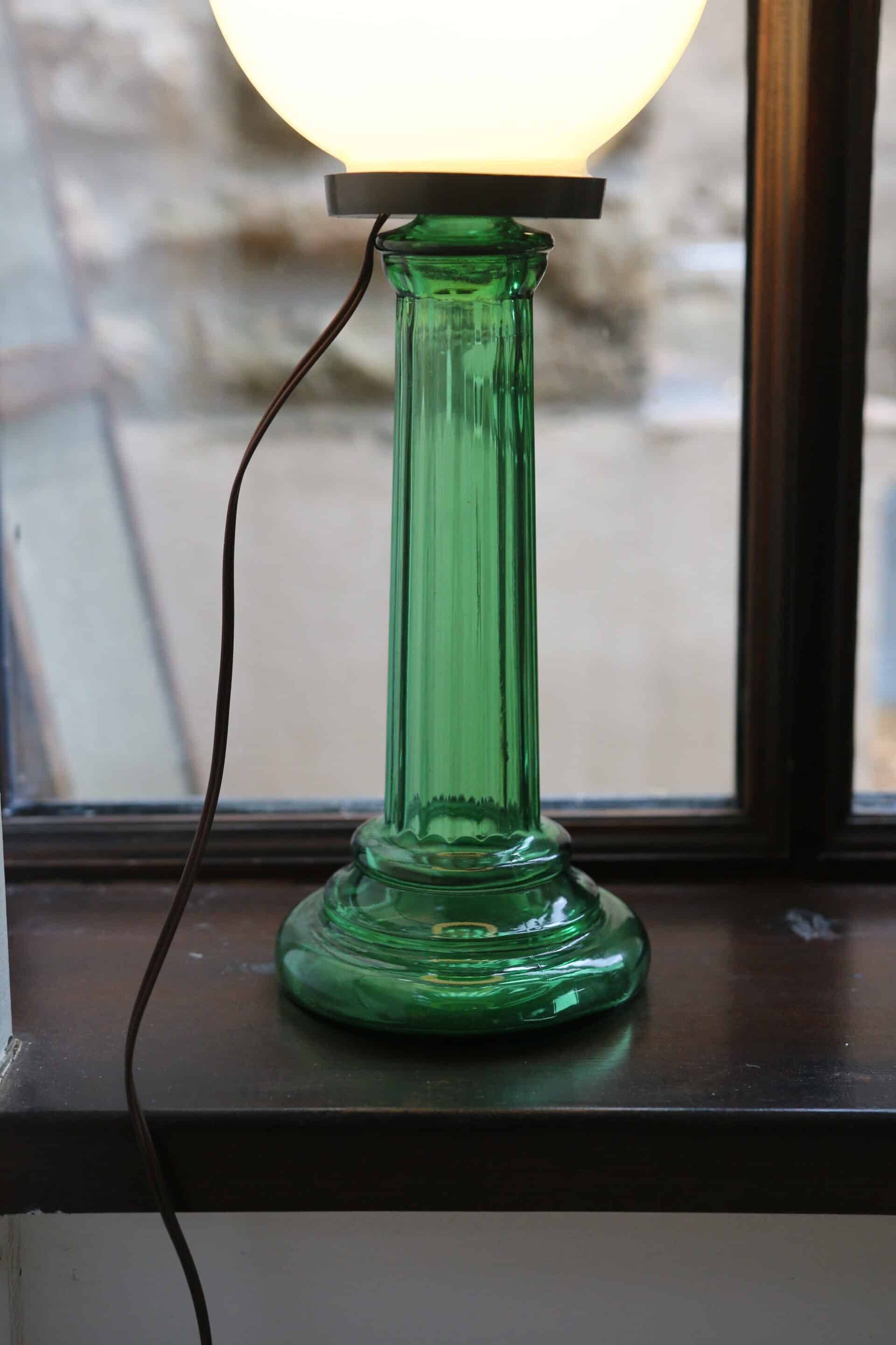 Upcycled opaline lamp