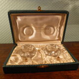 Duo of Saleron in crystal with their serving spoons, in original box - 50s -