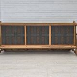 1970s, Danish 3-seater sofa, furniture wool, solid oak wood.