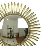 Mid Century Copper Plated Metal Sun Mirror Deknudt Convex 54cm