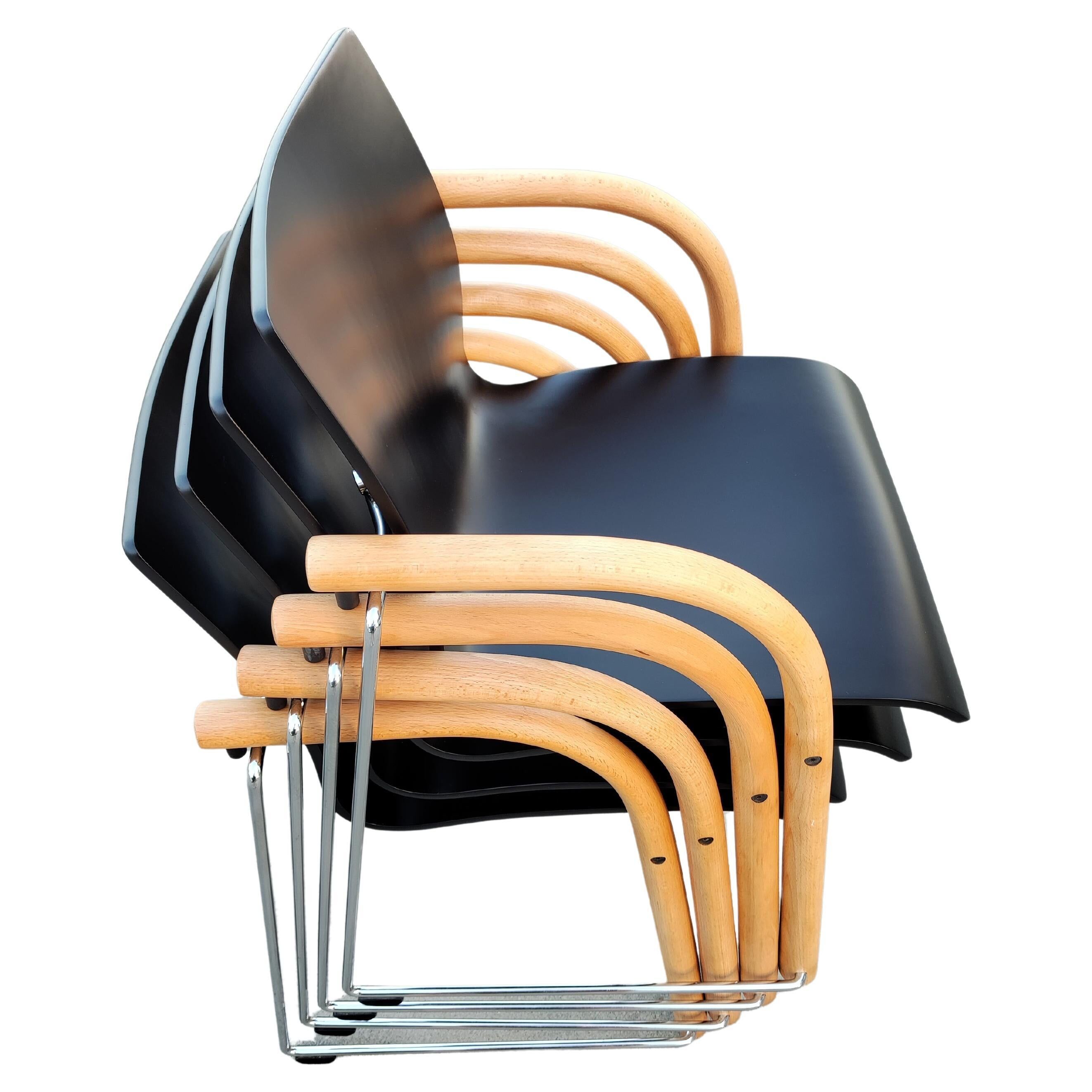 Set of 4 Thonet chairs model S320 renovated by Wulf Schneider and Ulrich Bohme, 1984