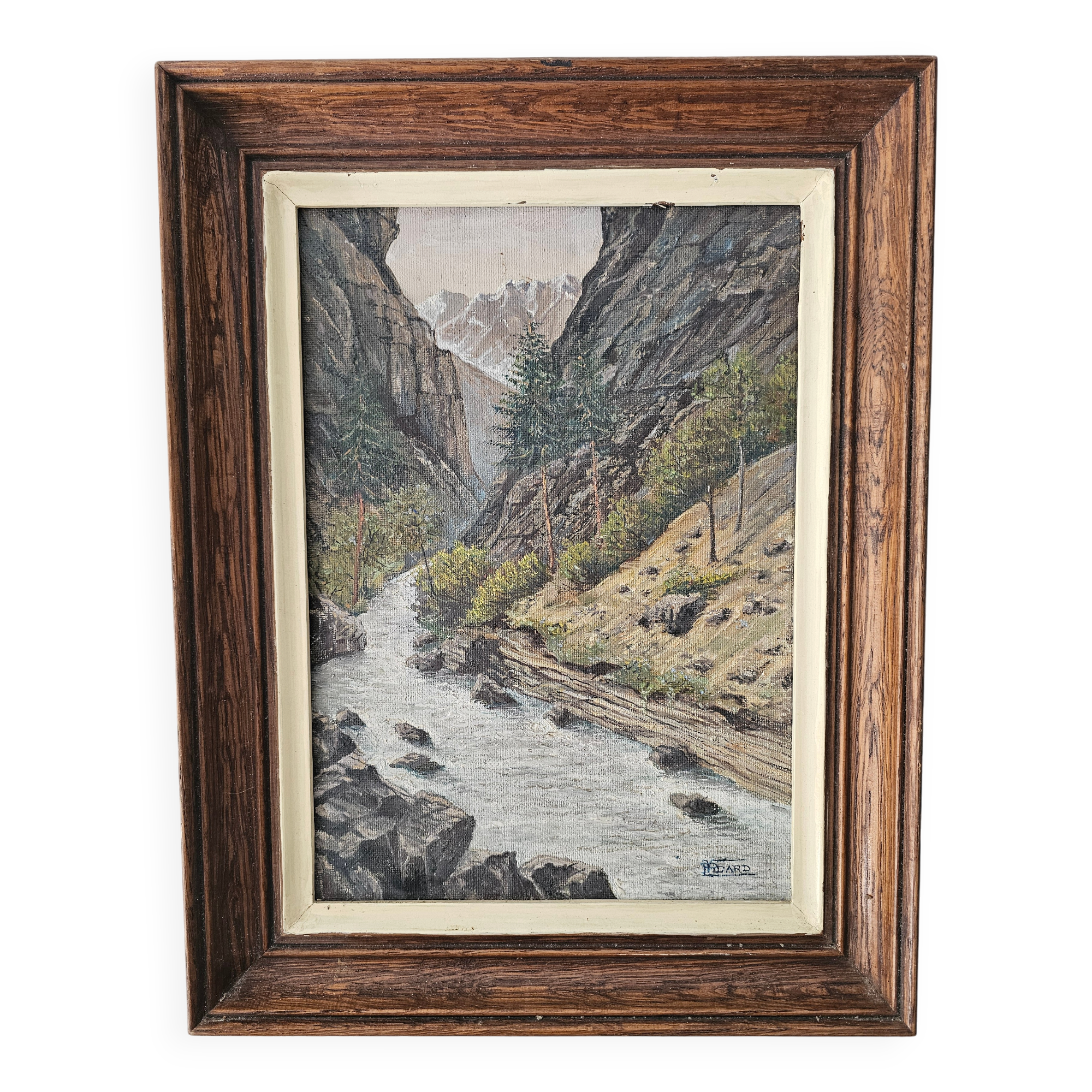 Oil on Canvas Painting Landscape Gorges of Queyras Hautes Alpes signed V Pida