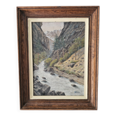 Oil on Canvas Painting Landscape Gorges of Queyras Hautes Alpes signed V Pida