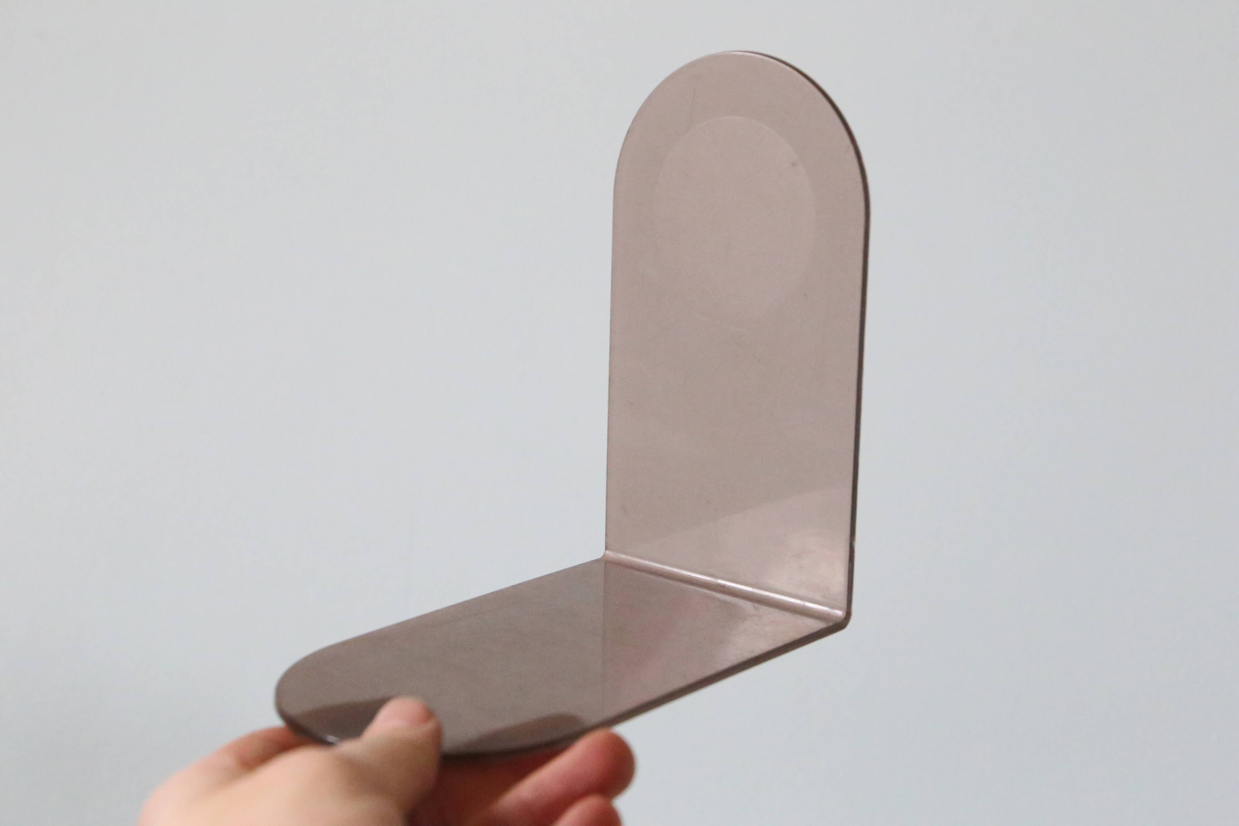 Pair of smoked plexiglass bookends, 1970s