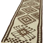Turkish Handwoven Vintage Herki Kilim 95 cm x 373 cm