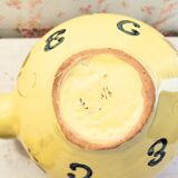 Vintage Martres-Tolosane teapot in yellow earthenware with fleur-de-lis decoration