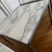 3 tables Florence Knoll – white marble type Calacatta & chrome steel