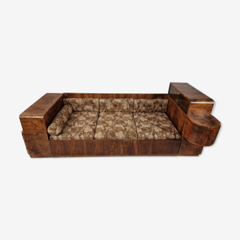 Canapé en noyer Art déco, années 1940
