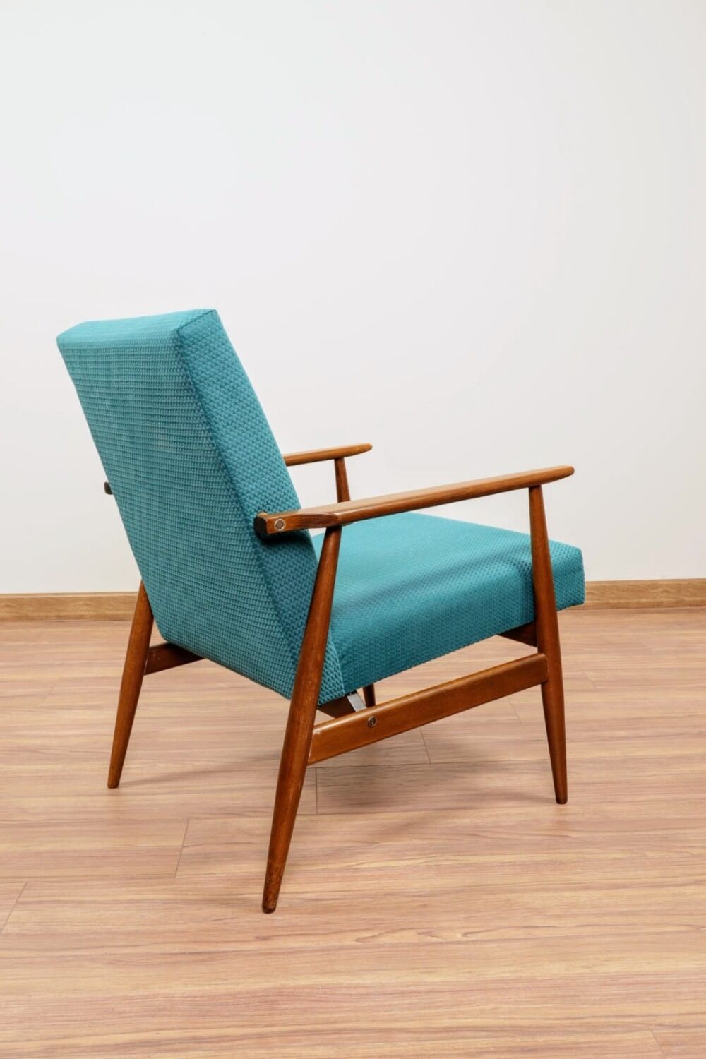 Scandinavian Lounge Chair Mid Century Design Turquoise Vintage Fabric