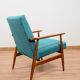 Scandinavian Lounge Chair Mid Century Design Turquoise Vintage Fabric