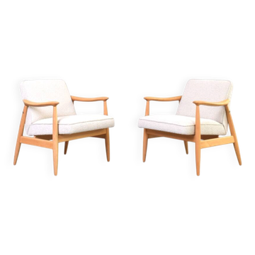 Mid-Century lounge chairs by J. Kędziorek, 1960s, set of 2.