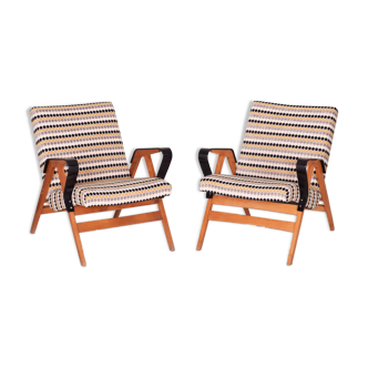 Pair of restored Czech Midcentury Armchairs, Tatra Pravenec, 1950s