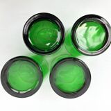 4 verres gobelets en verre vert émeraude, 1970