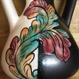 Black and white Vallauris vase with H. Caillet flower