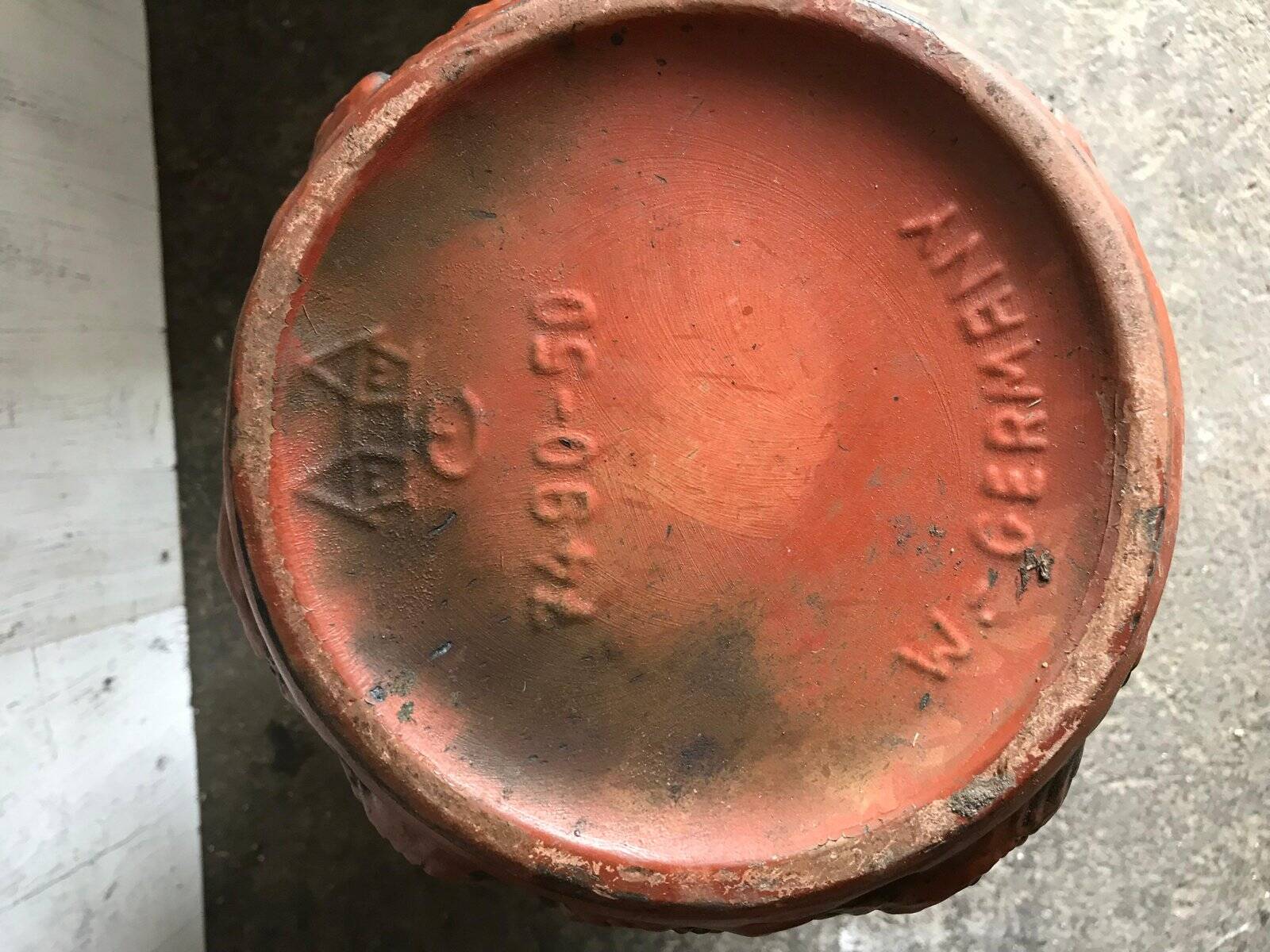 Large brown ceramic vase Carstens Tonnieshof (W. Germany) from the 1960s, with relief decoration.