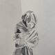 Painting signed watercolor monochrome sepia study statue “la Frileuse de Houdon”