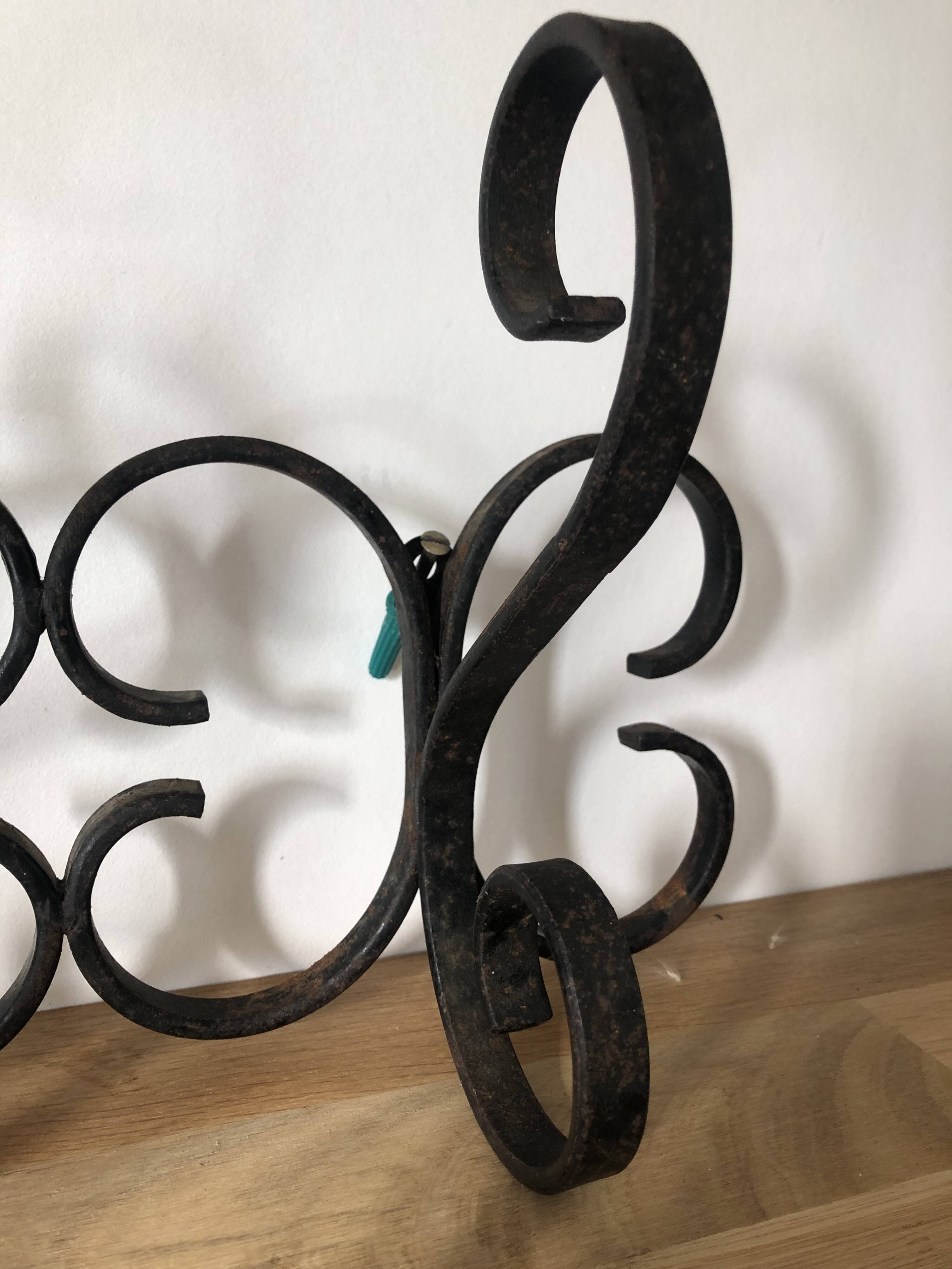 Double wrought iron wall hook