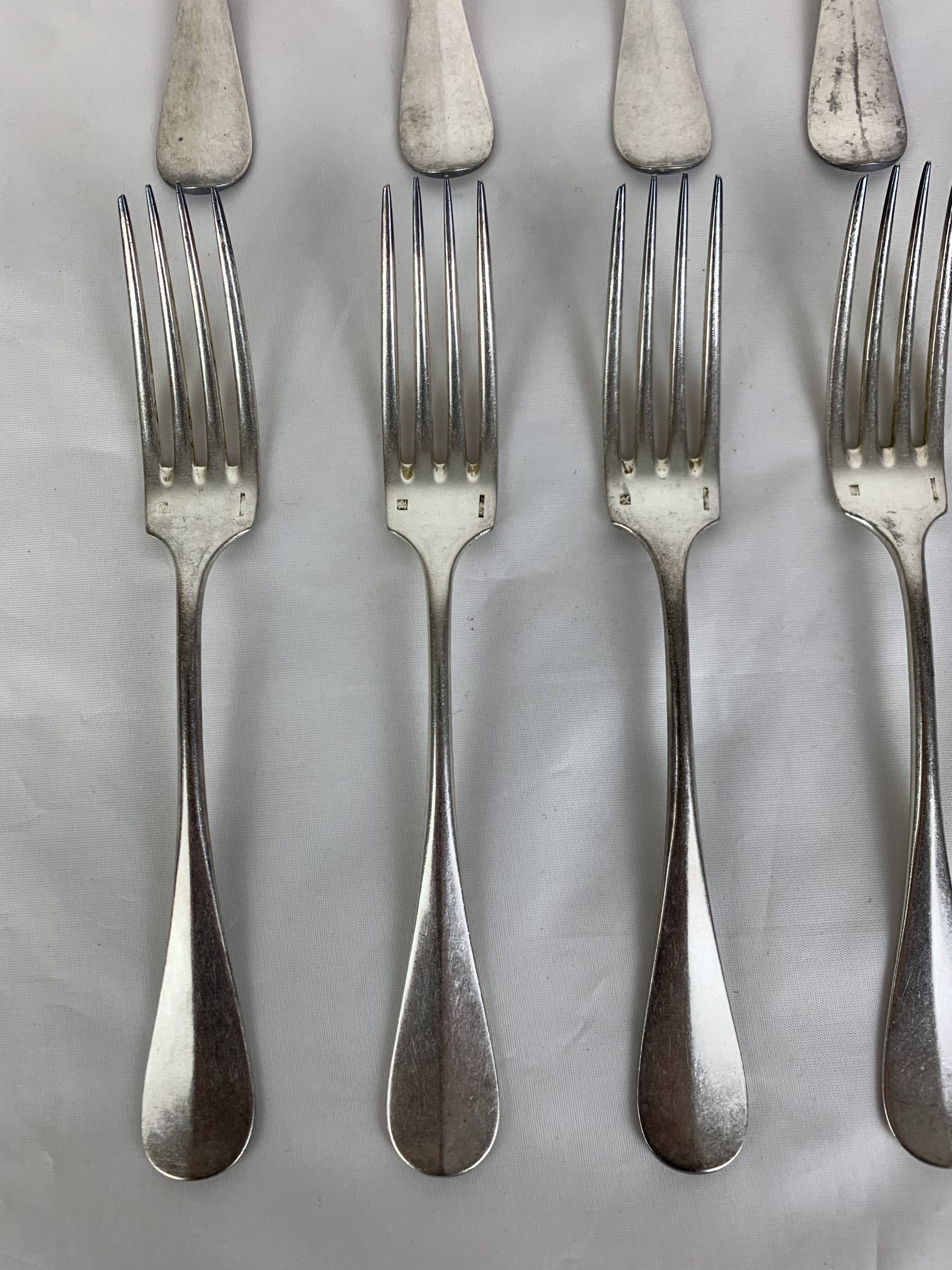 6 forks & 6 spoons Christofle Baguette Fidelio model silver metal