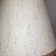Vintage wooden foot lamp, with original lampshade