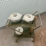 Desserte vintage laiton et verre