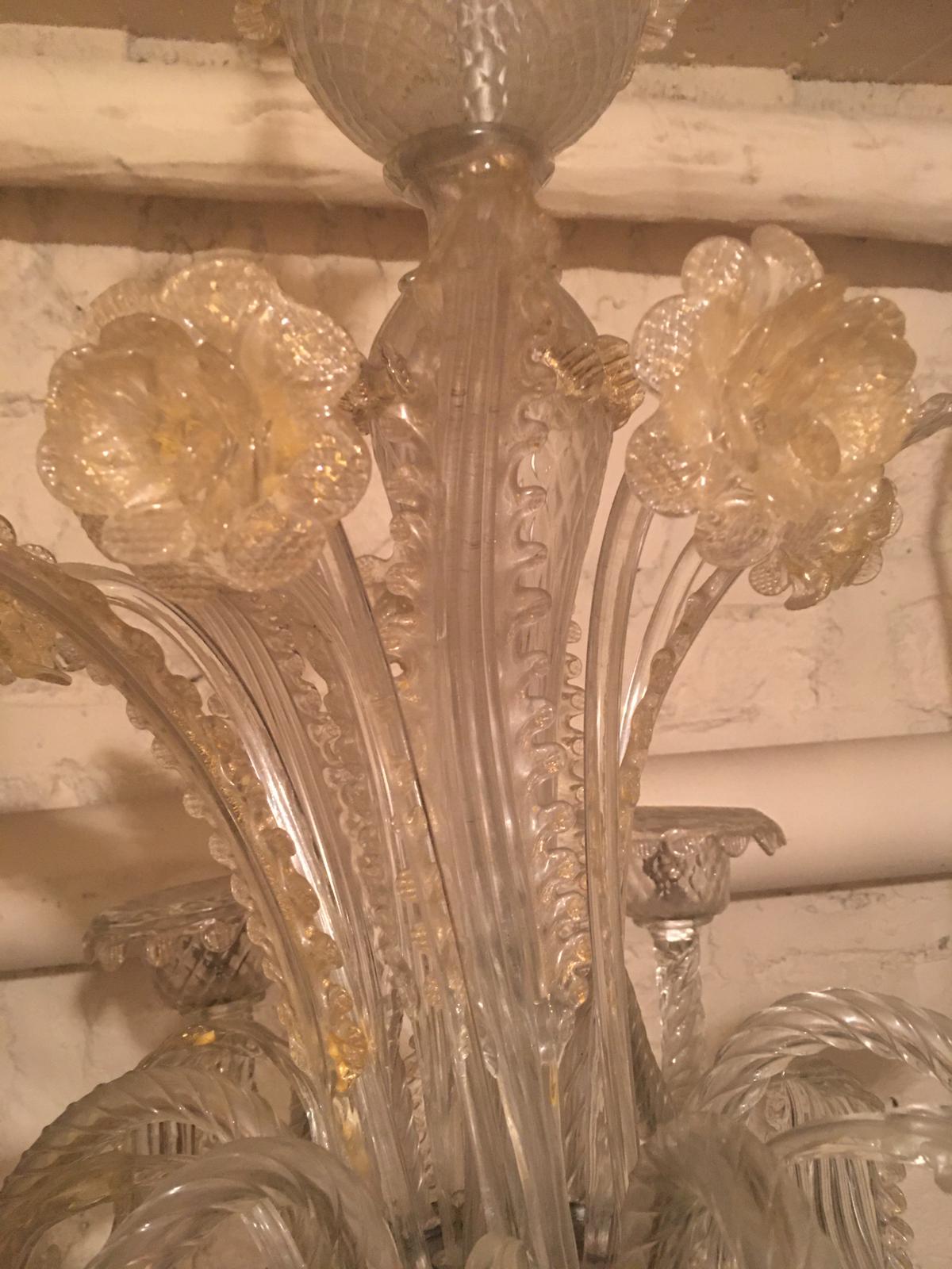 Murano luster, white glittery gold reflections