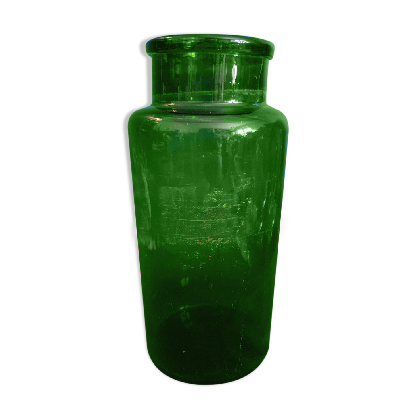 Green glass jar