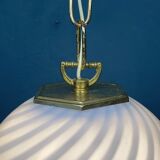 Vintage blue swirl murano pendant lamp Venice glass Italy 1980s