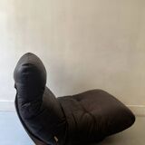 Marsala armchair in plexiglass & brown patchwork leather, Ligne Roset 1970