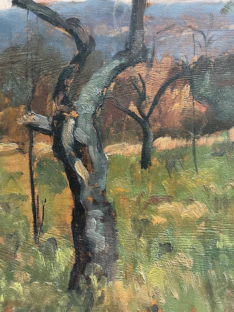 Painting “Wooded Landscape”, Oil on panel