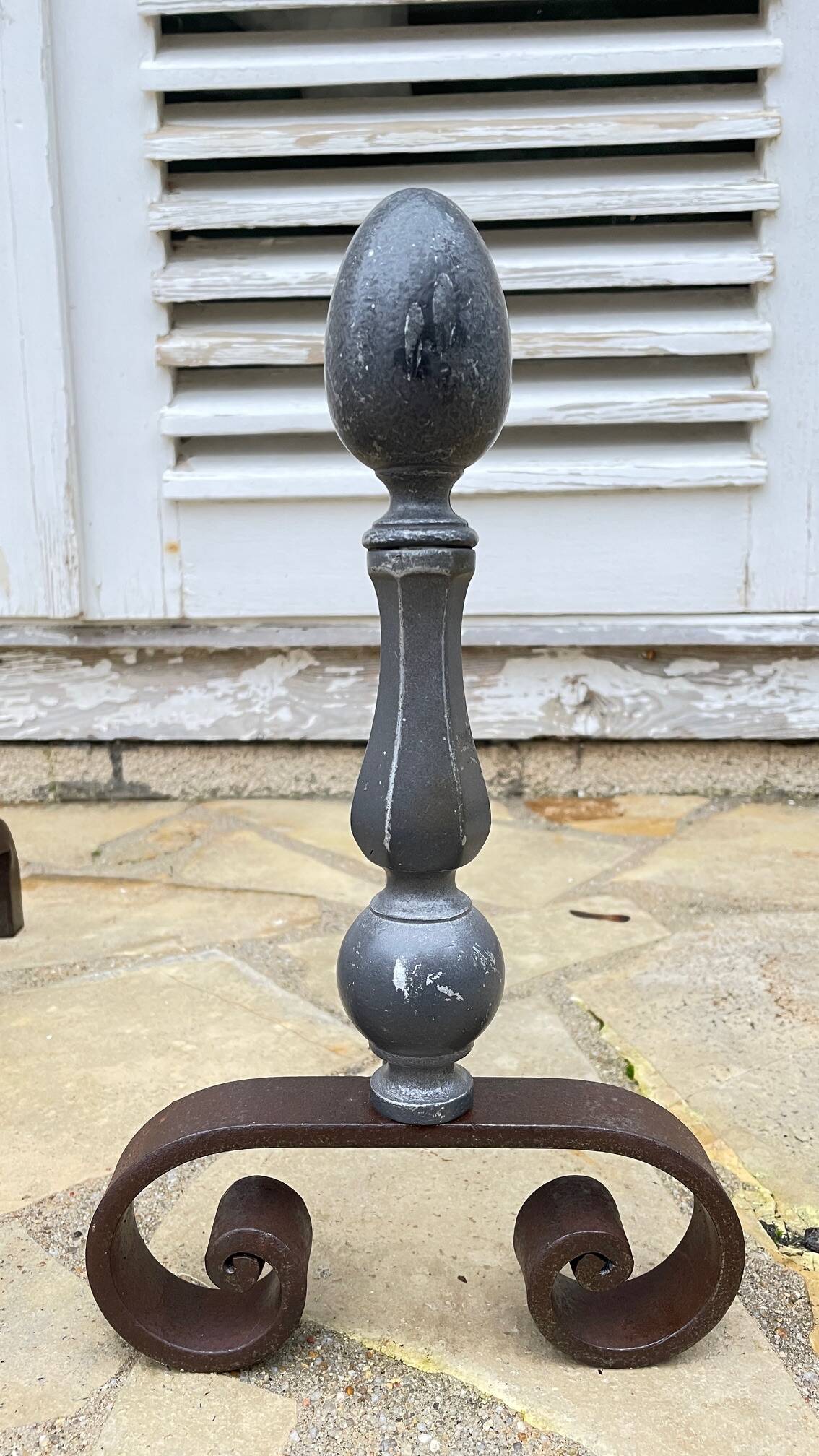 Pair of vintage geometric fire dogs