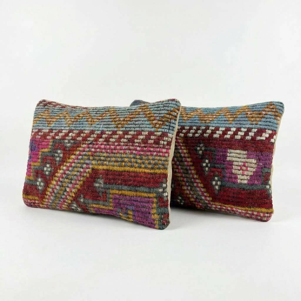 Set of 2 vintage kilim cushion covers 36x51 cm