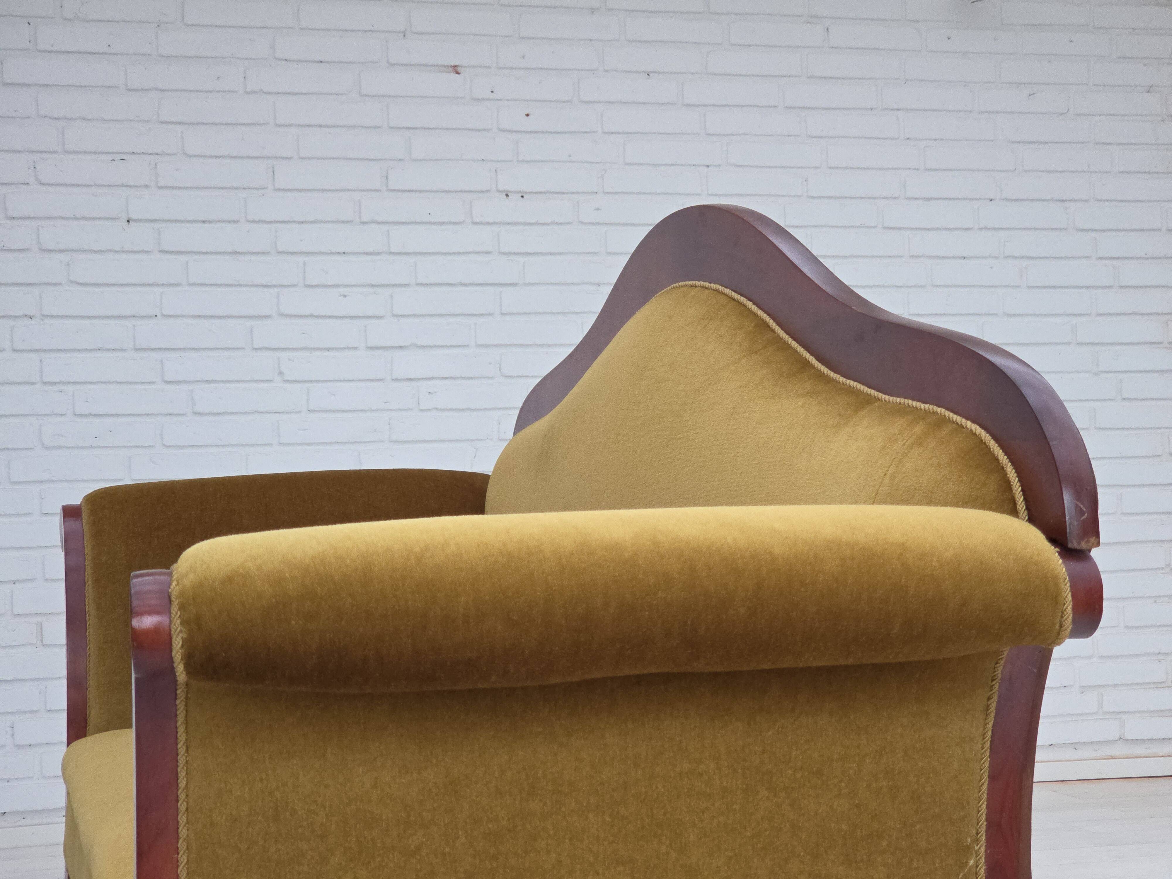 1950s, Danish 2-seater sofa in Biedermeier style, furniture velour.