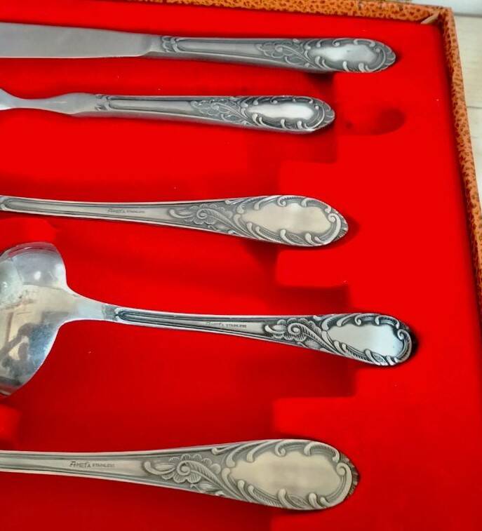 Set of 5 stainless steel serving utensils Amefa vintage