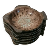 Set of 7 fish-shaped plates signed MARIUS GIUGE circa 1970