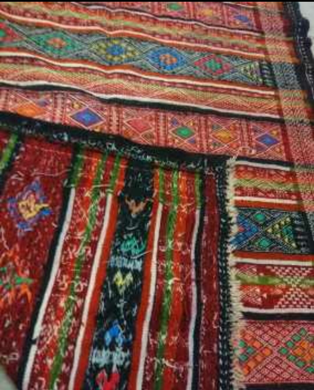 Carpet Berber kilim multicolor vintage Handmade wool 195x85cm