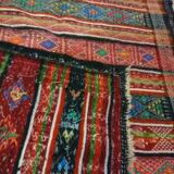 Tapis kilim berbère multicolore vintage fait à la main en laine 195x85cm