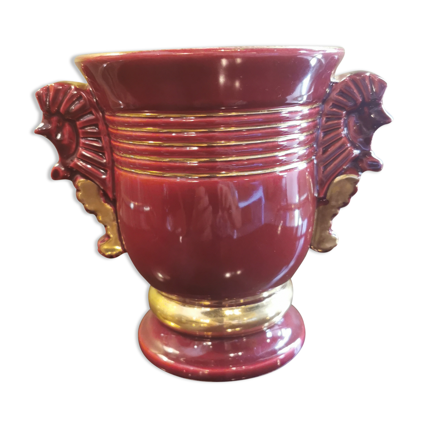 Vintage vase with seahorses