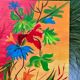 Tableau peinture nature morte bouquet de fleurs 