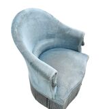 Toad armchair with vintage velvet blue fringe